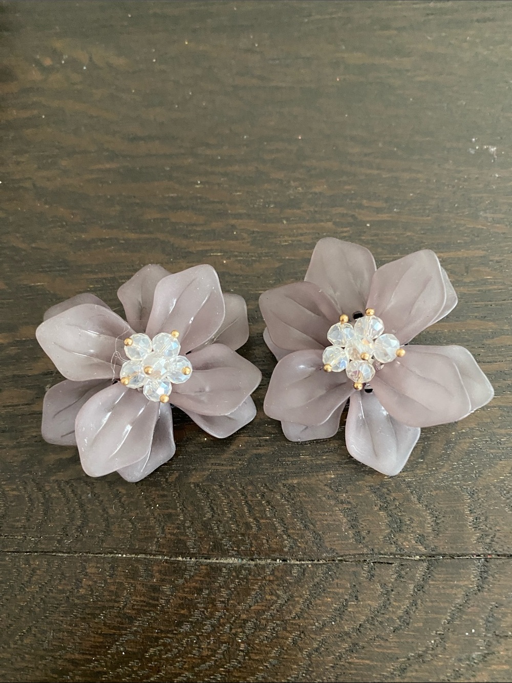 Lavender Floral Bohemian Earrings with Beaded Centers